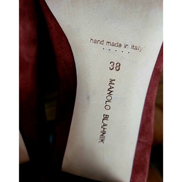 Manolo Blahnik Tiraba Terracotta Red Suede Ankle Boots - Picture 7 of 11